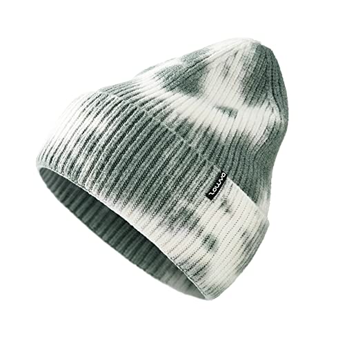 Zowya Tie Dye Cuffed Beanie With Excellent Touch For Women Men 1 Hat Skin-Friendly Skull Cap Winter Stretchable Knit Hat Colorful Warm Fashion Grey #TOP6