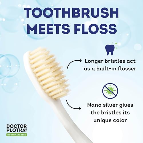 mouthwatchers soft flossing manual toothbrush for adults 2 pack ultra clean good for sensitive teeth and gums by dr plotka39s colors may vary
