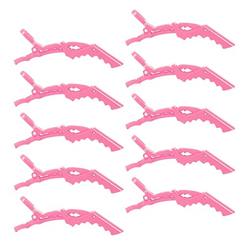 ZEVONDA Clips de Cocodrilo Barrettes de Pelo - Clips Profesionales de Seccionamiento de Cabello de Cocodrilo, Rosa (10PCS)