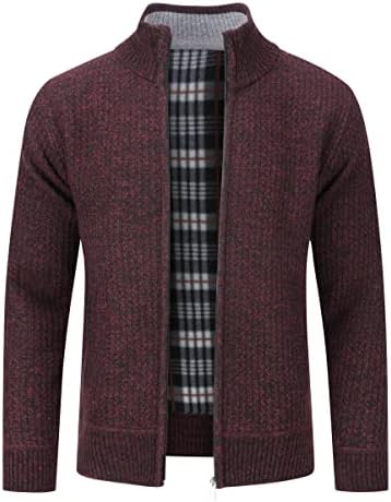 Allthemen Herren Cardigan Grobstrick Strickjacke mit Stehkragen Winter | mit Reißverschluss, Warm, Pollover, Knitted, Gefüttert, Casual Business, Trachtenjacke, Sweatjacke, Fleecej