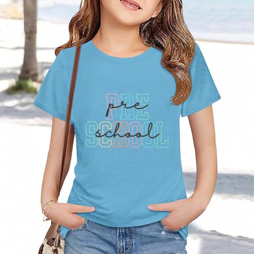 Toddler Back to School Shirt Kids Boys Girls First Day of Preschool Tshirt Youth Cute (a-Light Blue, 12-13 Years)4