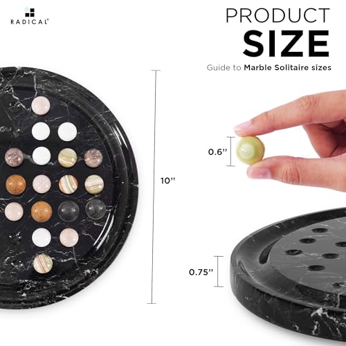 Radicaln Murmelspiel (25 cm) – Handgefertigt – Puzzlespiel für Erwachsene – Ideal für den Couchtisch – mit 42 Murmeln und Familienspielbrett