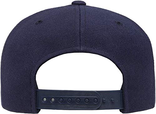 Top Level Apparel Scuba Logo Embroidered Structured Flatbill Snapback Baseball Cap Navy #TOP1