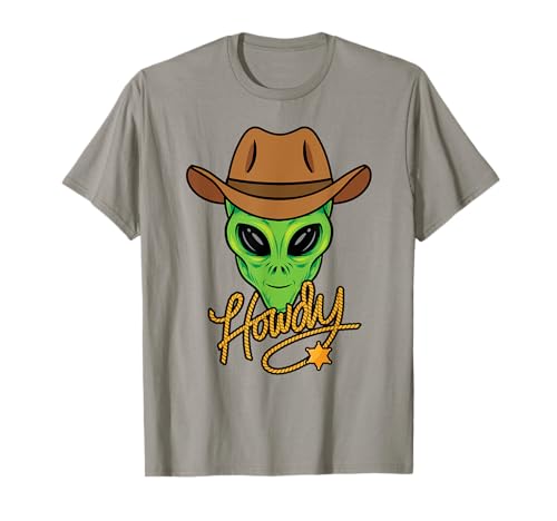 Howdy Alien Cowboy Divertido Halloween Espacio Alien Western Camiseta