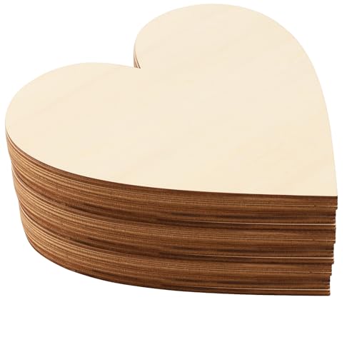 HOIGON 30 PCS 8 Inch Large Wooden Hearts 1/8 Inch Thick Unfinished Wood Heart Cutouts Blank Natural Wooden Heart Shape Slices for DIY Craft Embellishment Wedding Valentine Decor