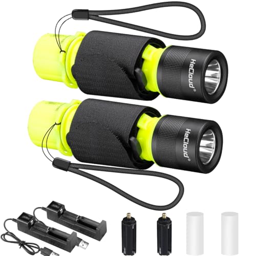 HECLOUD Dive Light Scuba Flashlight 2 Pack IPX8 Waterproof 3 Modes