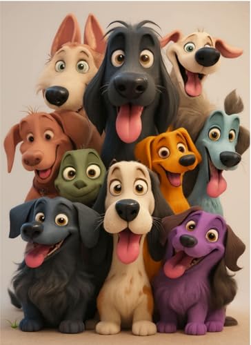 WPYTNM Dog Diamond Painting Set for Adults Dog Diamond Painting Set for Beginners 5D DIY Animal Diamond Dot Painting Full Round Diamond Gemstone Crafts Home Decor 12x16 inches