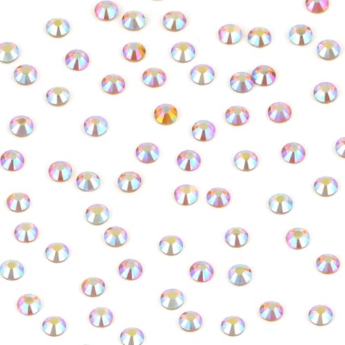 Image of Bymitel Hotfix Crystal Rhinestones Round Gems Iron on DIY Jewelry Making Flat Back for Crafts,Topaz AB, 1.6mm(SS4 /2880pcs)