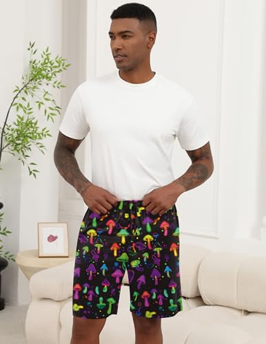 Image of Ekouaer Men's Pajama Shorts Soft Sleepwear Bottoms Elastic Waistband Loungewear Breathable Men Shorts with Pockets