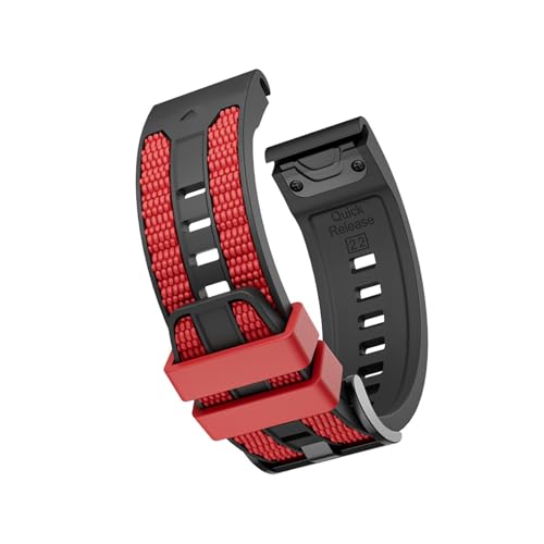 [PLYYQZM] 22 26mm�V���R���X�g���b�v,�ɍ��� Gar min Quatix 8/Fenix8/Tactix 47/51mm 7 7X 6 6X Pro Forerunner 970 965 Enduro 3 2 �����o���h�ɓK�p(Black