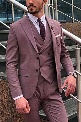 Men's Business Premium Suit Three Pieces Jacket Vest & Pants Peak Lapel Two Buttons Daily Prom Wedding Tuxedos3