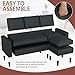 Nuturelly Nutually Convertible Sectional Sofa Couch with Movable Ottoman, 3-Seater Modern L-Shaped Sofa for Small Spaces, Soft Fabric Couch for Living Room, Small Apartment & Office(Dark Gray)