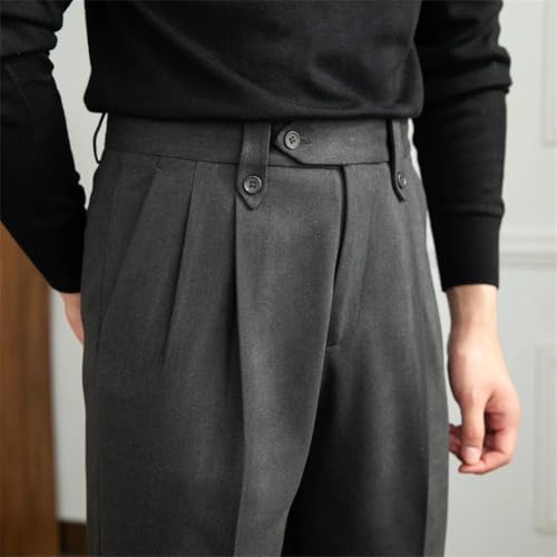 Men’s Woolen Suit Pants Men’s Autumn/Winter Straight Slim Double Pleat Casual Business Pants3