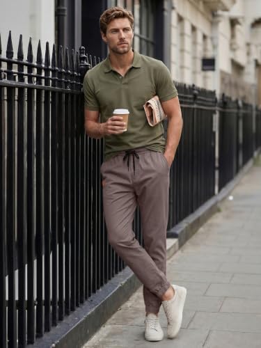 Image of JMIERR Mens Cotton Stretch Joggers Casual Twill Athletic Track Pants