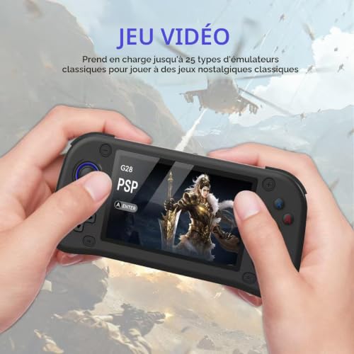 Console de jeu portable - 128 Go de mémoire interne avec 20 000 jeux - Système Linux - Console de jeu vidéo portable - Écran IPS de 4,3" - Plus de 30 émulateurs et système Linux - Blanc - 128 Go – vue 3