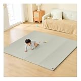 GU MODE プレイマット ベビーマット 抗菌 ベビープレイマット シームレスプレイマット 折りたたみ 持ち手が付く 厚み4cm 収納しやすい 厚手 折りたたみ ノンホルム 防水 防音 マット (グレー, 140×200)