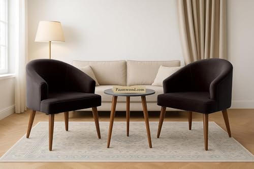 Image of Upholstery Barrel Arm Chair with Soft Serenity Suede Fabric for Dining Room, Living Room, Bedroom, Cafe, or Restaurant with Comfortable & Stylish | Black Set of 2