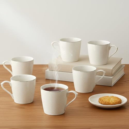 Image of U.P.C. Ceramic Tea Cups Set of 6| Microwave & Dishwasher Safe Cup Set of 6 for Tea & Coffee | Premium Coffee Mugs Set of 6 | Stylish Cups for Home & Office with Bone-Ash Free-150ml.
