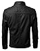 IDARBI Mens Premium Leather Bomber Jacket with Quilted Detail Black Medium