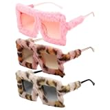 MLPKOI 3 Gafas De Peluche,Gafas De Sol De Peluche De Gran TamañO,Gafas De Sol Con Estampado De Leopardo De Felpa,Gafas Divertidas,Moda De Gran TamañO Para Festivales Divertidas,Gafas De Fiesta Punk