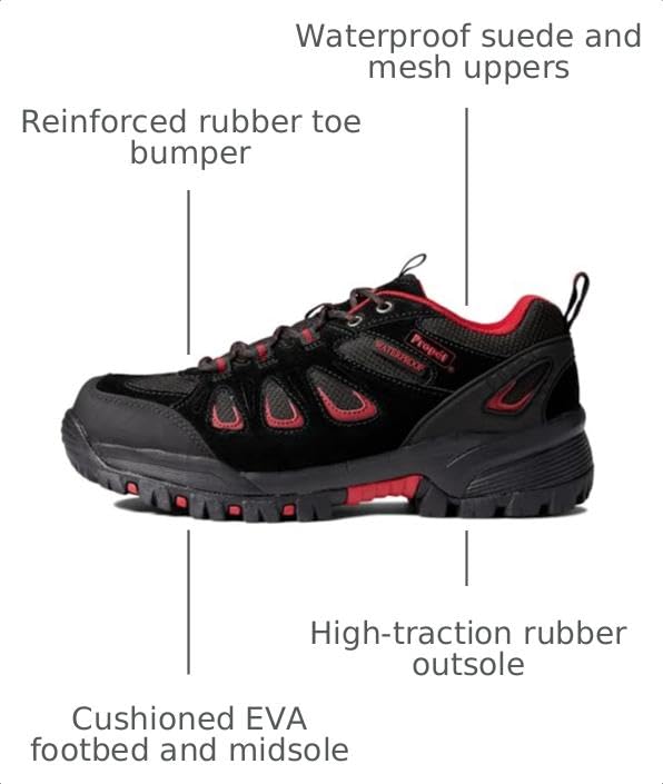 Image of Propet Mens Ridge Walker Hiking Hiking Sneakers Shoes - Black