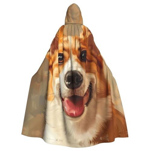 Cape à capuche imprimé corgi pour costume de fête facile