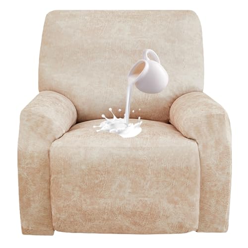 ZRCYXDW PU 皮革 リクライニングソファーカバー, 防水 リクライニングカバー 4ピース ストレッチ 滑り止め リクライニングチェア ソファーカバー アームチェアカバー 用 リビングルーム-アプリコット-1 人掛け