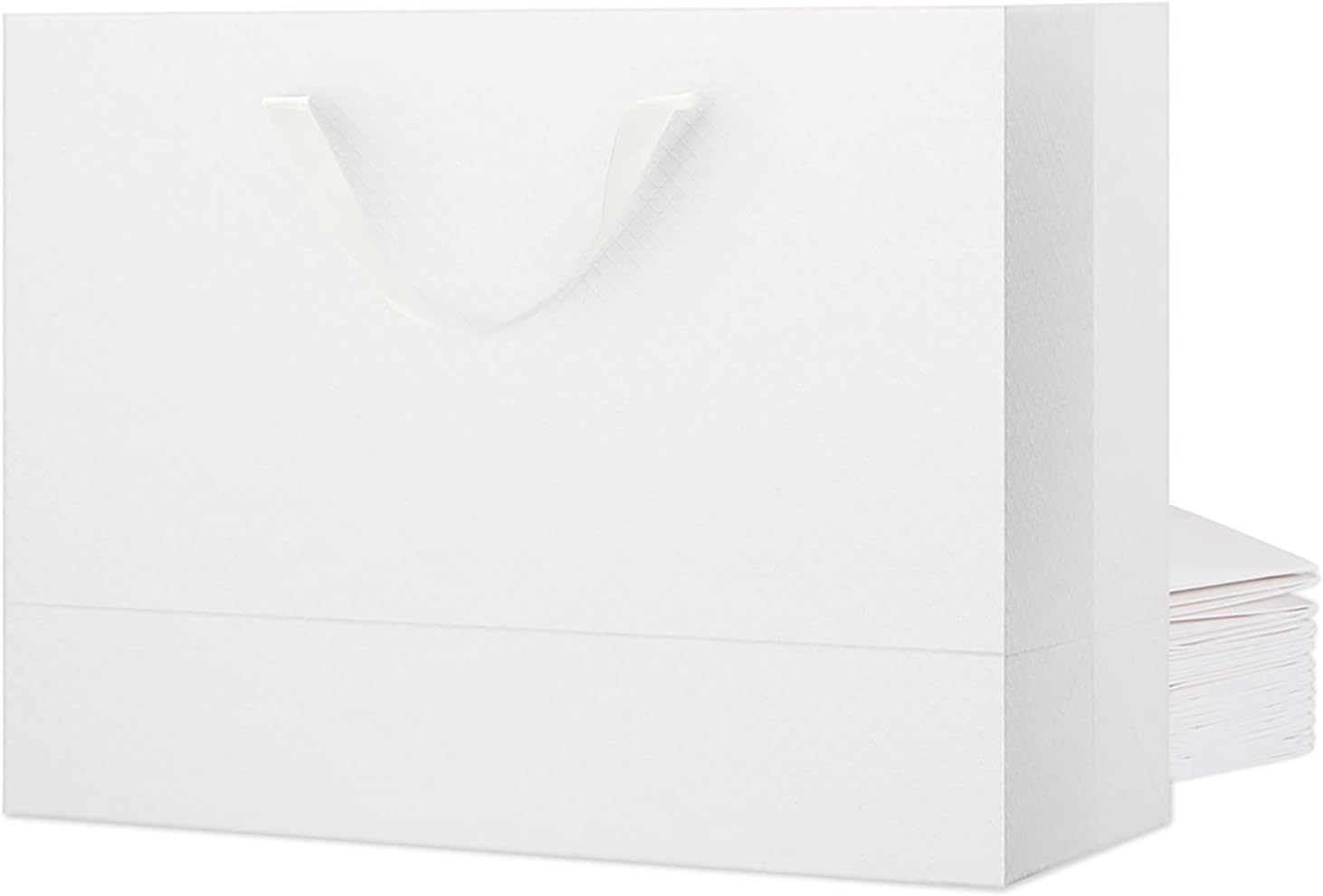 12 Extra Large Gift Bags 16x6x12 Inches, Large Matte White Gift Bags with Handles for All Occasions (White with Lattice Texture)