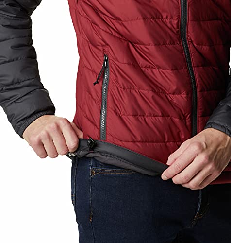 Columbia Jaqueta masculina com capuz Powder Lite, jaspe vermelho/tubarão, XGG