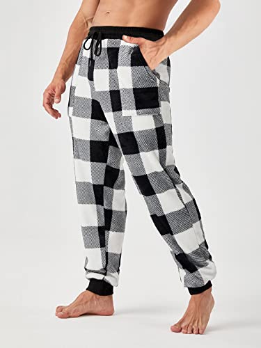 Verdusa Men's Buffalo Plaid Drawstring Waist Sleepwear Fleece Pajama Pants4