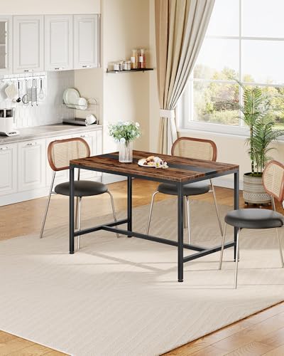 CHOEZON 47.2'' Dining Table, Rectangle Color-Blocked Kitchen Dinner Table, for 6 People, Writing Desk, for Dining Room, Living Room, Office, Rustic Brown and Black TCZ12BF