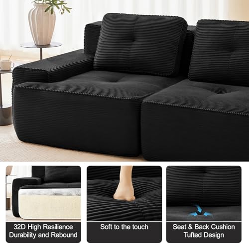 Image of Corduroy Modular Sectional Sofa, Oversized Cloud Couches for Living Room