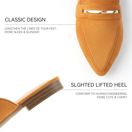 Image of MUSSHOE Mules for Women - Suede Slip On Backless Loafers with Cushioned Insole and Non-Slip Sole, Pointed Toe Flats for Office Work Business Casual