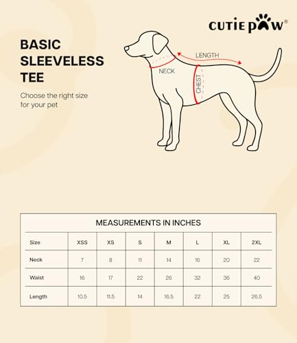 Image of CutiePaw T-Shirt for Dogs and Cats (Pack of 1) | Printed Pet T-Shirts | Dog T Shirts | Trendy Vest | Sleeveless Cotton Tshirt | Comfortable & Breathable Pet Clothing | Summer Tshirts for Dogs and Cats