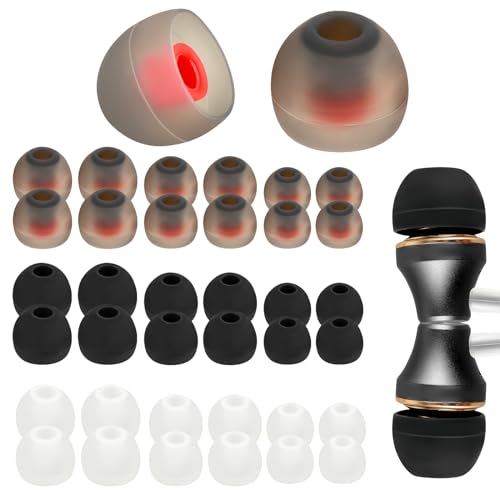 36Pcs Replacement Earbud Tips,Silicone Earbud Covers,Ear Bud Rubber Tips Suitable for Earphone Inner Holes 4.5mm to 6mm,3 Colors,3 Sizes