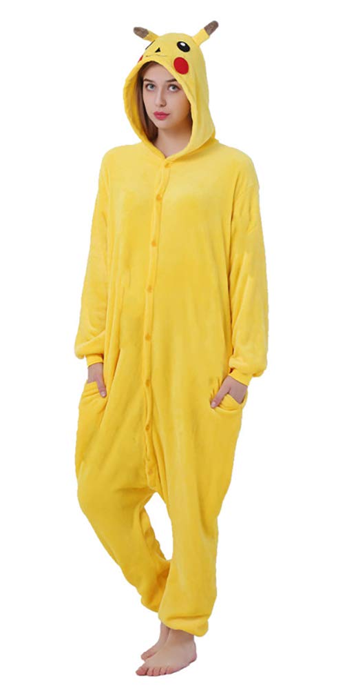 FunnyCos Adult Onesie Animal Pajamas Unisex Halloween Cosplay Costume Loungewear Pikachu S
