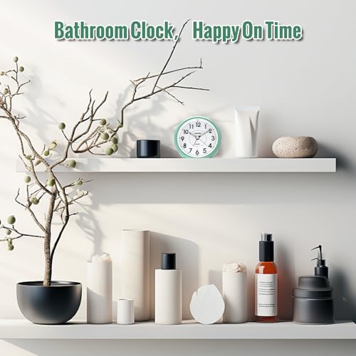 Image of Lamisola 4 Inch Alarm Clock for Bedrooms, Small Analog Desk Clock, Mint | Battery Operated Bedside Clock for Bedroom Bathroom Home Nightstand Shelf, Night Light Snooze, Minimalist Clocks for Seniors