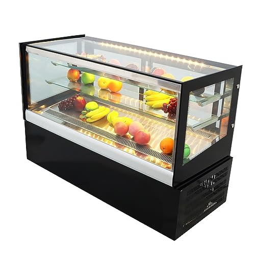 HQHAOTWU Commercial Desktop Cake Refrigerated Display Cabinet Right Angle Cooling Showcase for Fruit Cake Bakery Cookies Showing Case with LED Light 220V