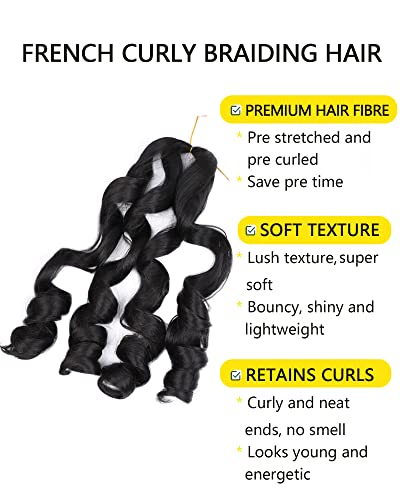 French Curl Braiding Hair 18 Inch - 8 Packs French Curly Braiding Hair Pre Stretched For Knotless Box Braids Spanish Curly Braiding Hair With Curly Ends French Braiding Hair Extensions(18 Inch,1B) #TOP1
