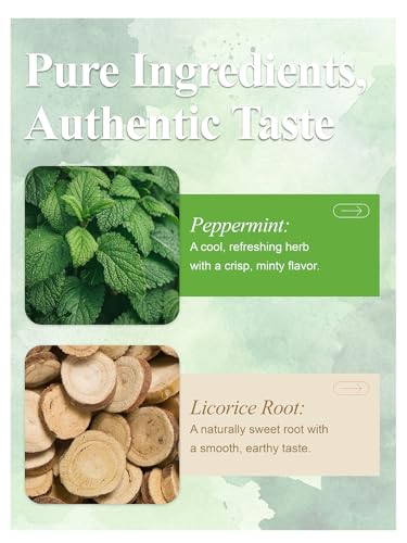 Image of LOOMICA Licorice Mint Tea Bags, Caffeine Free, Refreshing Peppermint & Earthy Sweet Licorice Root Tea Bags for Relaxation, Individually Wrapped Bags, No Artificial Sugar Added, 20 Counts