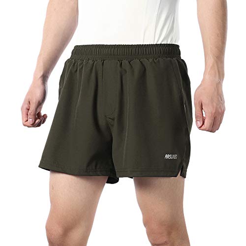 Lixada Men's 2-in-1 Running Shorts 5'' Active Training Exercise Workout Jogging Shorts Army Green
