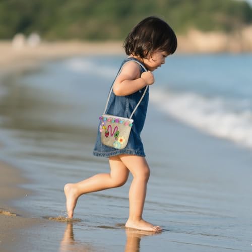Bolso tote pequeño de paja tejido para playa verano miniatura 5