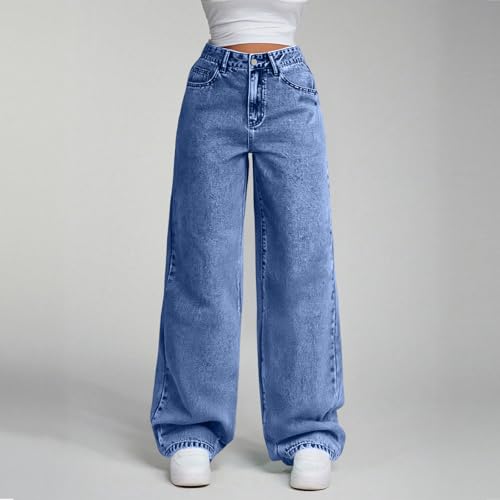 Wide Leg Jeans Woman Loose Fit Button High Waisted Baggy Jeans Y2K Casual Fall Boyfriend Denim Pants with Pockets3