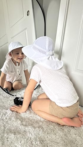 Image of Toddler Baby Sun Hat Kids Summer Beach Essentials Adjustable Beach Hats with Bucket Wide Brim for Boys Girls Age 0-14 Years