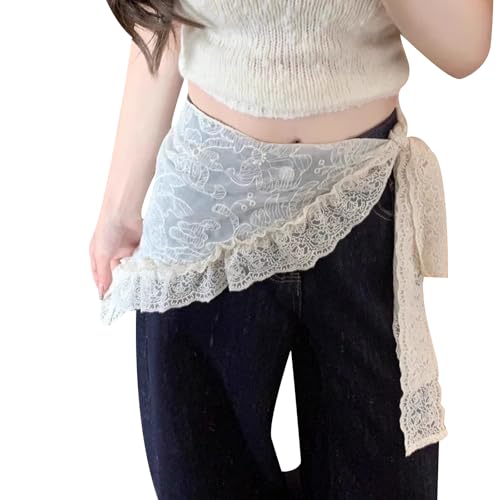 Women Lace Cover Up Skirt Triangle Shawl Mermaid Skirt Sheer See Through Swimwear Beach Wrap Scarf