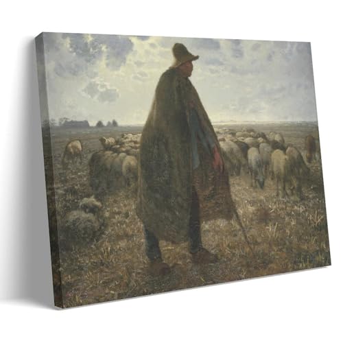 Idée cadeau poster Millet Shepherd Tending His Flock art mural salon 40 x 60 cm