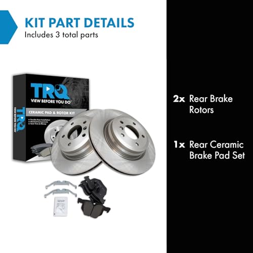 Image of TRQ Rear Brake Pad and Rotor Set Ceramic Compatible with 2006 BMW 330i 330xi 2007-2013 335i 335xi 335d 335is 335i xDrive 2013-2015 X1