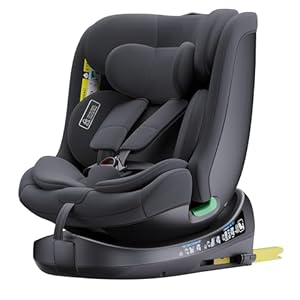 Kindersitz i-Size R129 Kindersitz, 0 bis 12 Jahre 40 bis 150 cm, 360° drehbar | ISOFIX | Gruppe 0+1/2/3 Kindersitzerhöhung, Armlehnen und Kopfstütze höhenverstellbar (Black)