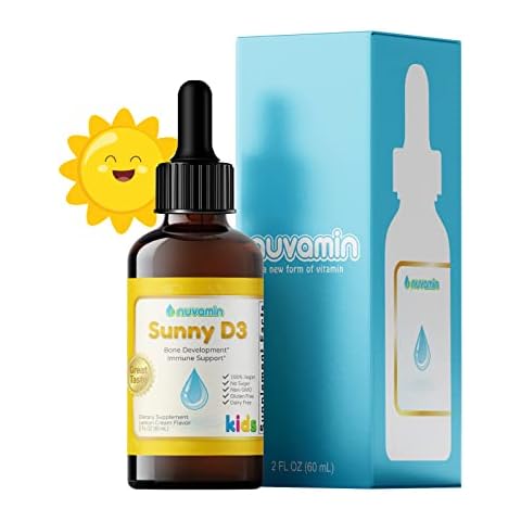 Nuvamin – Liquid Liposomal Vitamin D Drops for Baby Toddlers Kids & Adults, 1200 IU/mL, 2 Fl.Oz (60ml), 120 Daily Serving, Great Taste - All Natural - Vegan - Superior Absorption, Lemon Flavor Cover