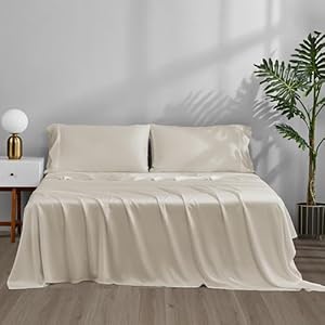 ACCURATEX Cooling Sheets California King Size - 100% Viscose Made from Bamboo, Luxury Cool Silky Sheet Set for Cal King Size Bed, Super Soft Breathable Bed Sheets up to 16 inches Deep Pockec